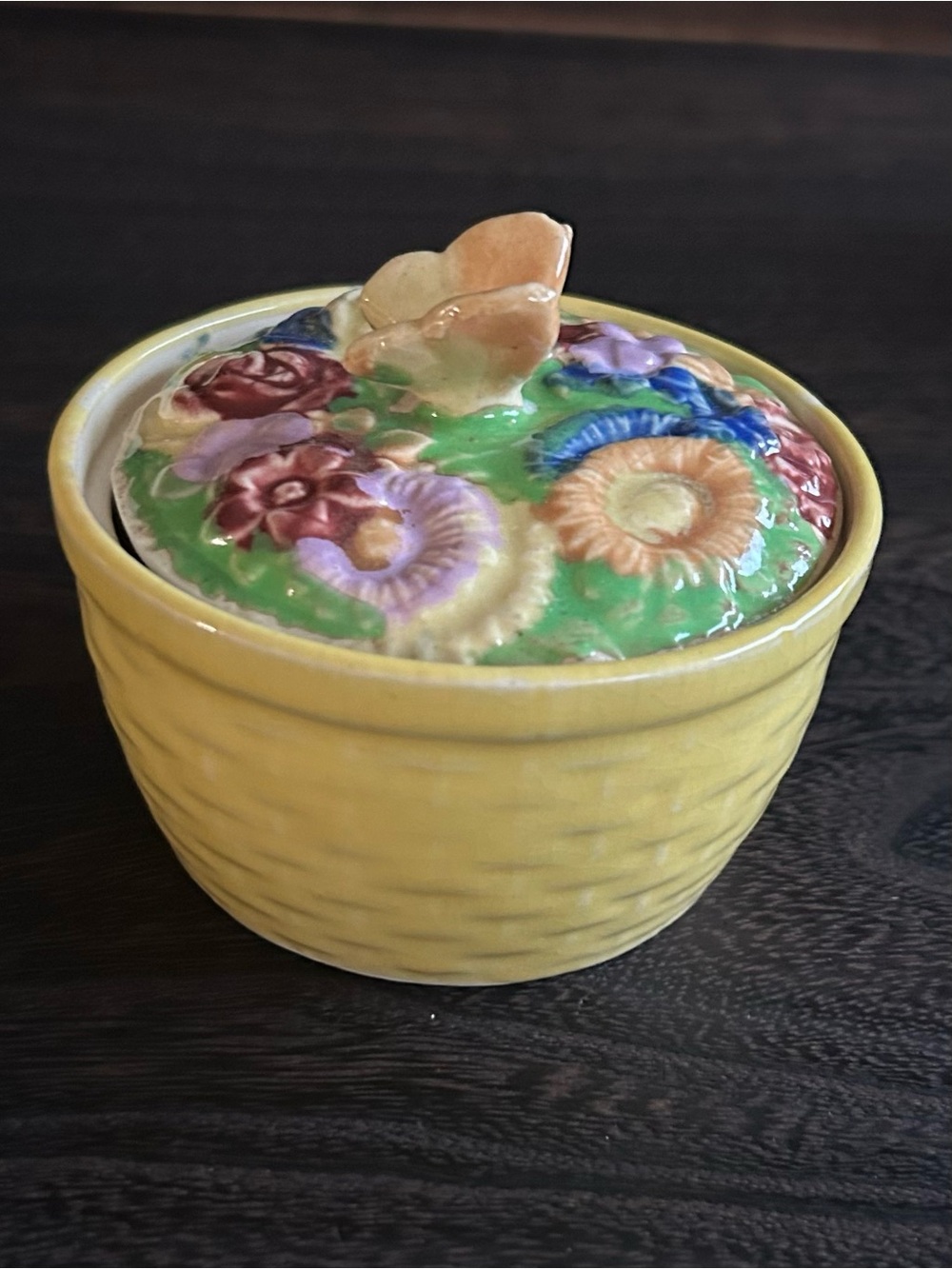 Yellow Floral Butterfly Trinket Box – Cottage